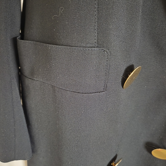 Vintage Louis Feraud Double-Breasted Wool Coat Midnight Blue Size 12 - Picture 10 of 15